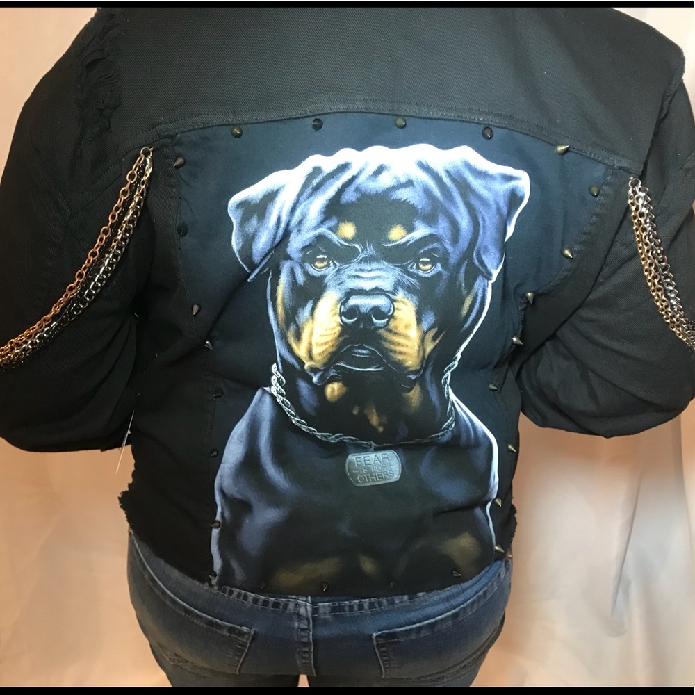 ALL EYES ON ME “No fear” Black denim jacket